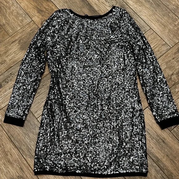 Free People Black Sequin Dress long sleeve backless medium - Picture 2 of 8